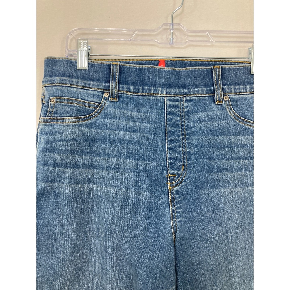 SPANX Seamed Front Wide Leg Jeans Size XL Vintage Indigo Pull-on Comfy - Picture 6 of 11